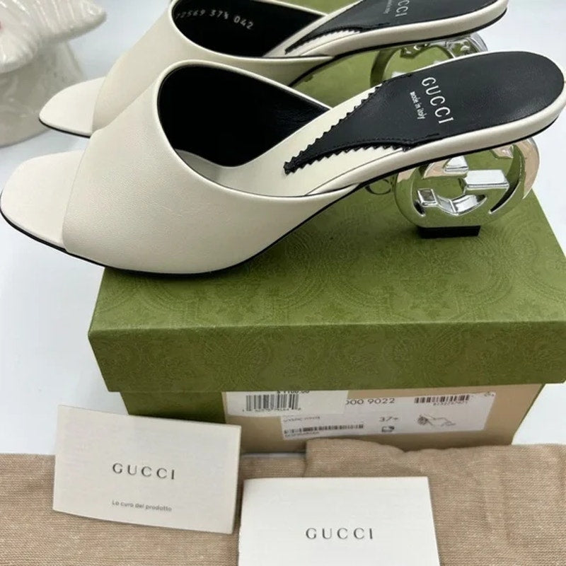 Women's Gucci interlocking G leather sandal size 37.5 made in Italy
