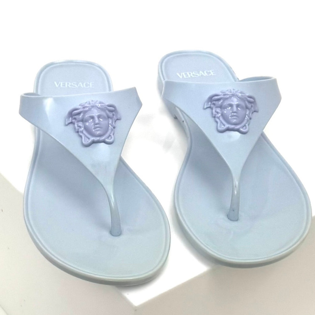 Versace NWOT Blue Rubber Medusa Flip Flop Thong Sandals – Size EU 37 / US 7