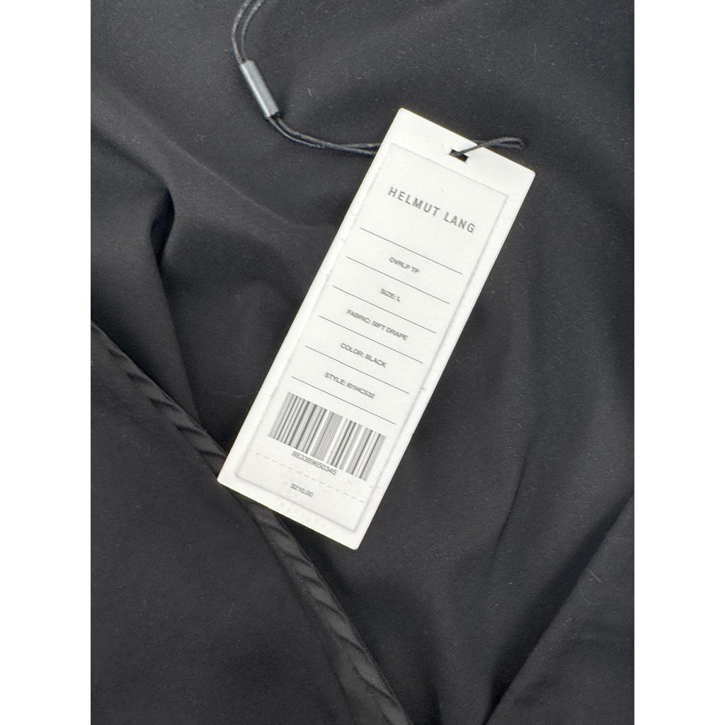 Helmut Lang NWT Black Soft Drape Overlap Asymmetrical Hem Blouse Size L