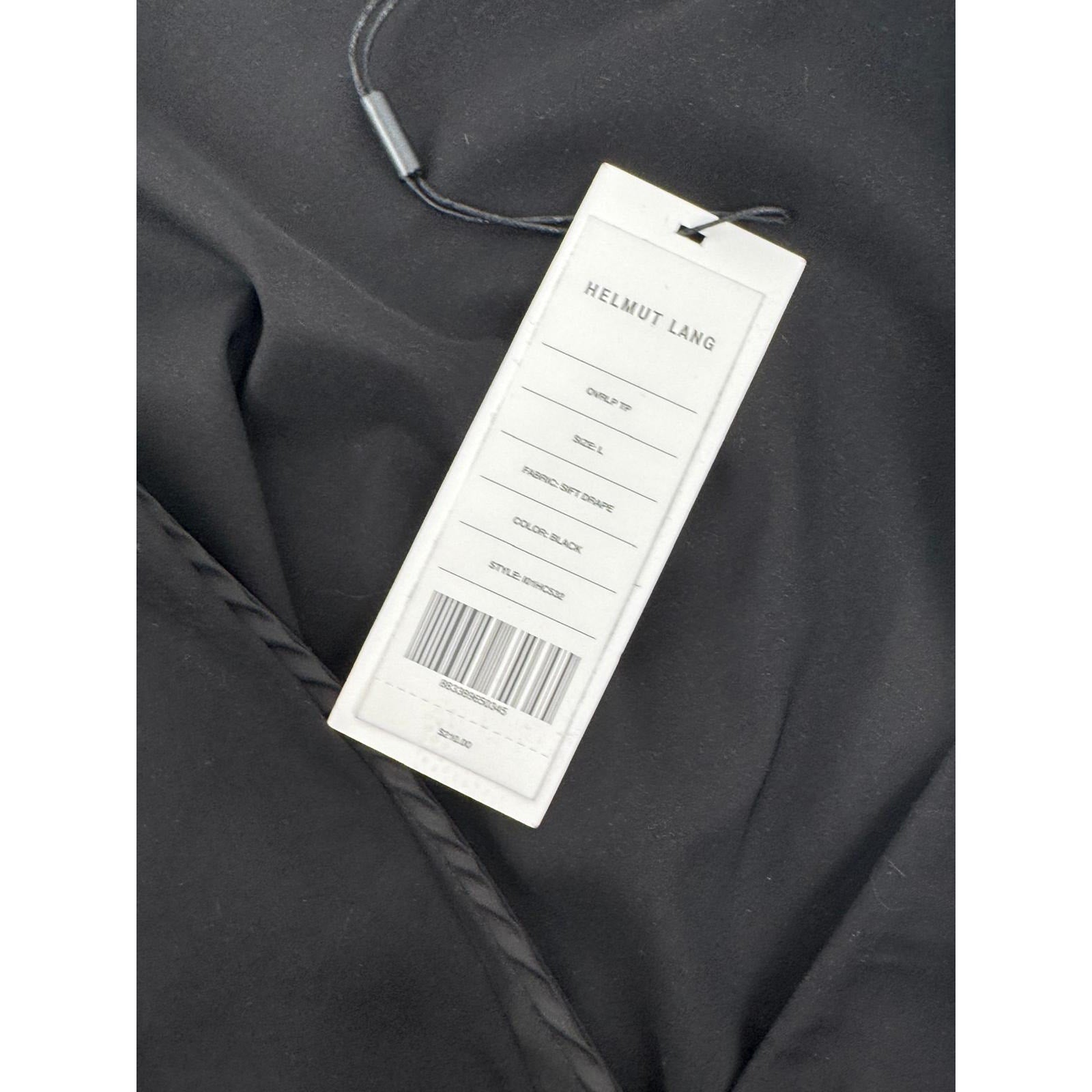 Helmut Lang NWT Black Soft Drape Overlap Asymmetrical Hem Blouse Size L