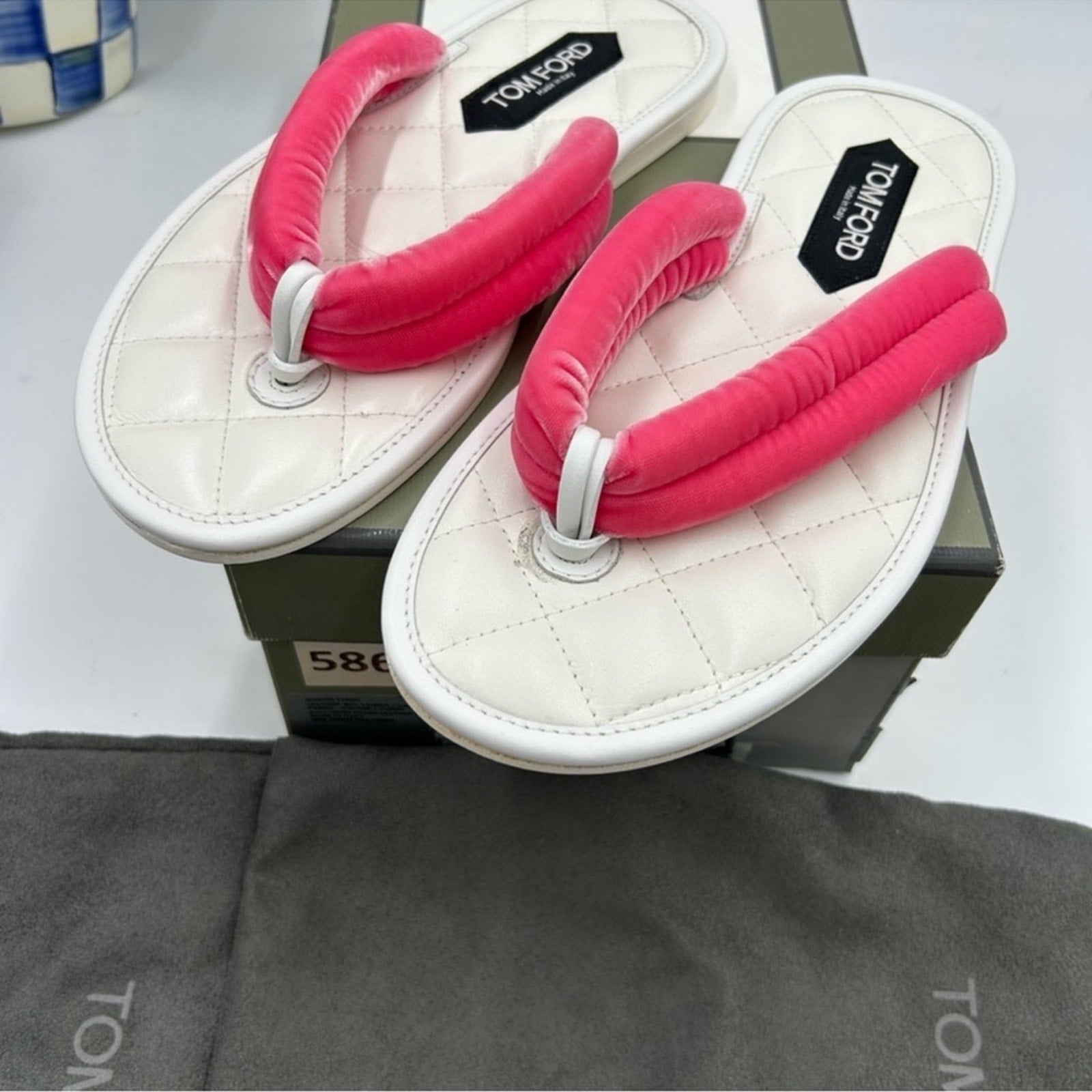 Women's Tom Ford Watermelon/White Flip-flop sandals 
Sizes 37.5 
Made in Italy