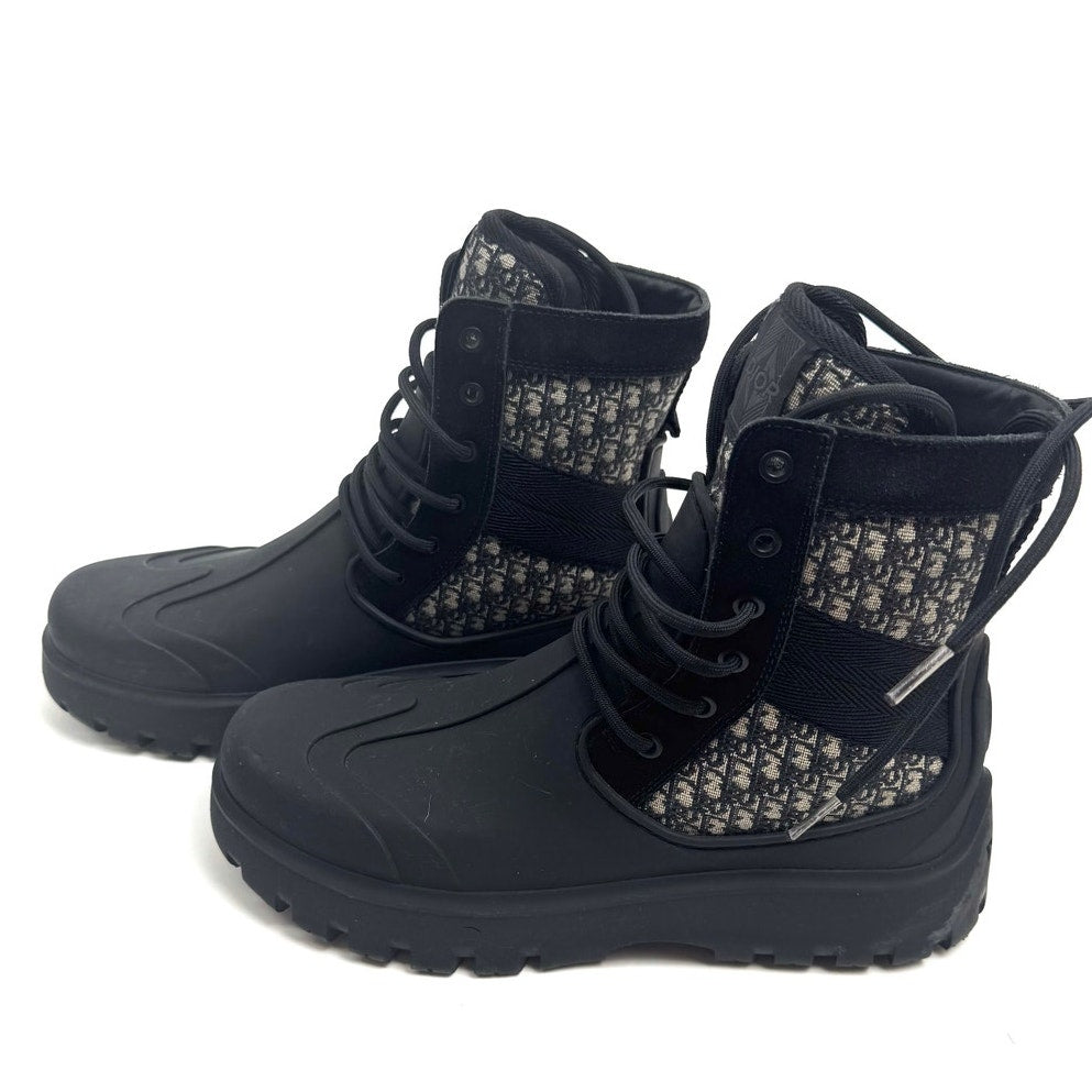 Men's Dior Garden Oblique Black/Beige Lace Up Combat Boots Size 41