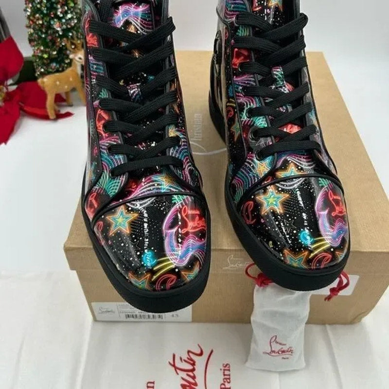 Men’s Christian Louboutin starlight patent leather sneakers size 43 made Italy