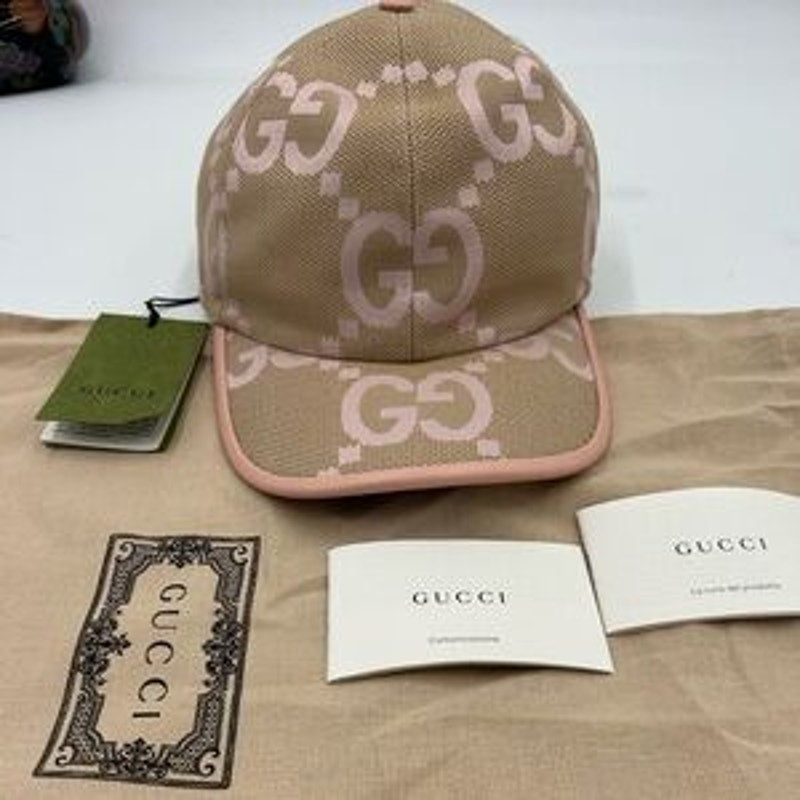 Women's Gucci, Jumbo, GG canvas, baseball hat in beige and pink size XL Italy