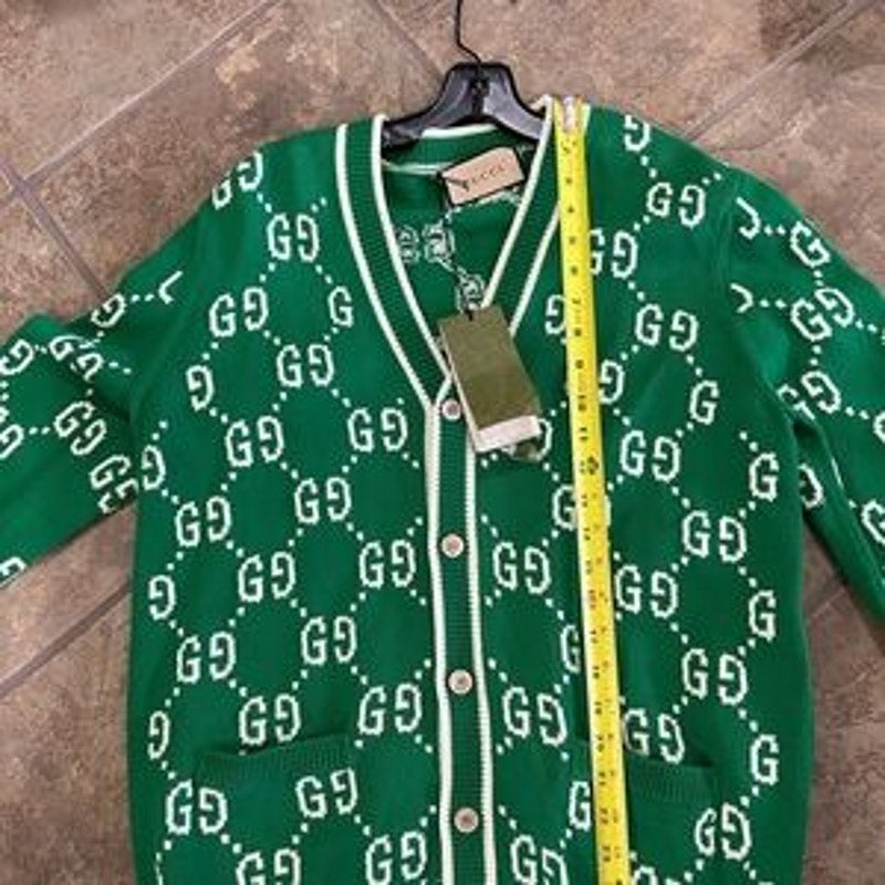 Men's Gucci, GG intarsia cotton cardigan sweater size XL made in Italy