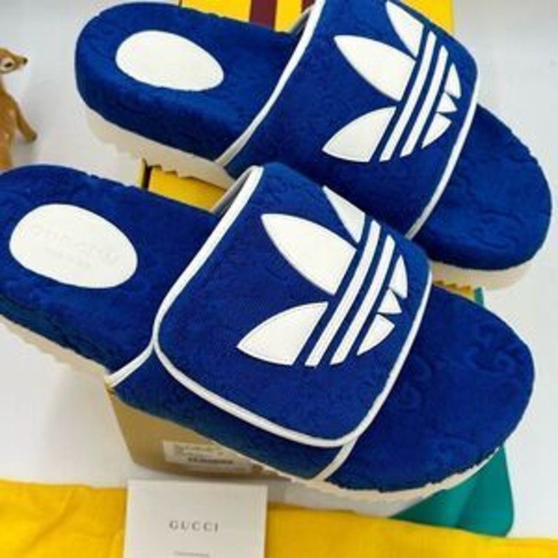 Men’s Gucci X Adidas, slide sandals size 12 made in Italy