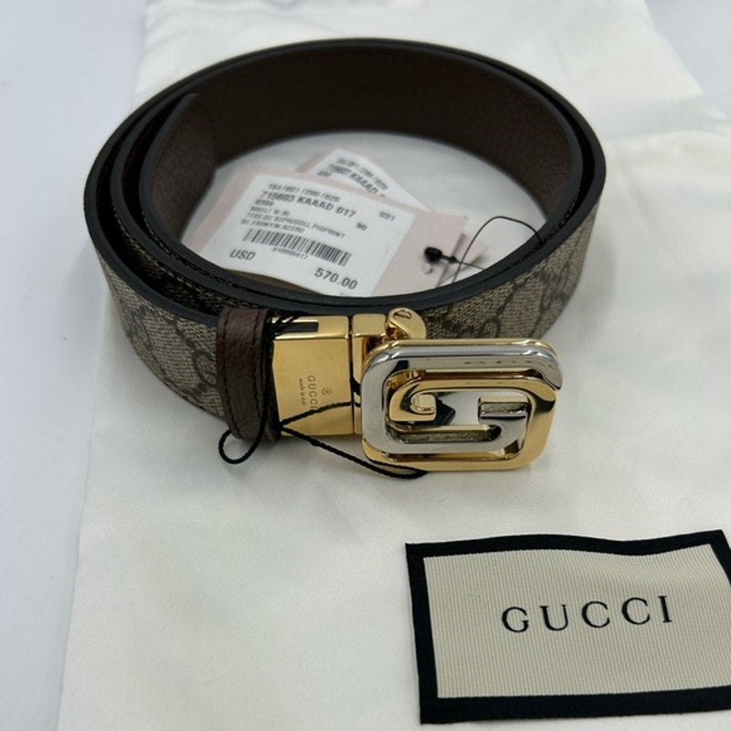 Men's Gucci, iconic GG interlocking G Belt, reversible size 90 cm made in Italy