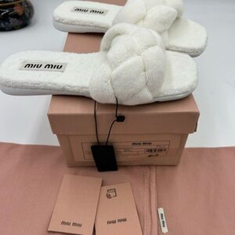 Women's Miu Miu Terry cloth slide sandals size 37.5 made in Italy