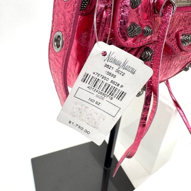 Balenciaga Metallic Agneau Arena Le Cagole Sling Bag XS in Pink. NWT’s & Dusty
