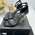 Women's Saint Laurent OPYUM black pattern, leather sandals size 40 made in Italy