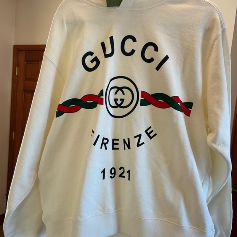 Men's Gucci FIRENZE 1921 cotton hoodie interlocking G/web stripe small/medium