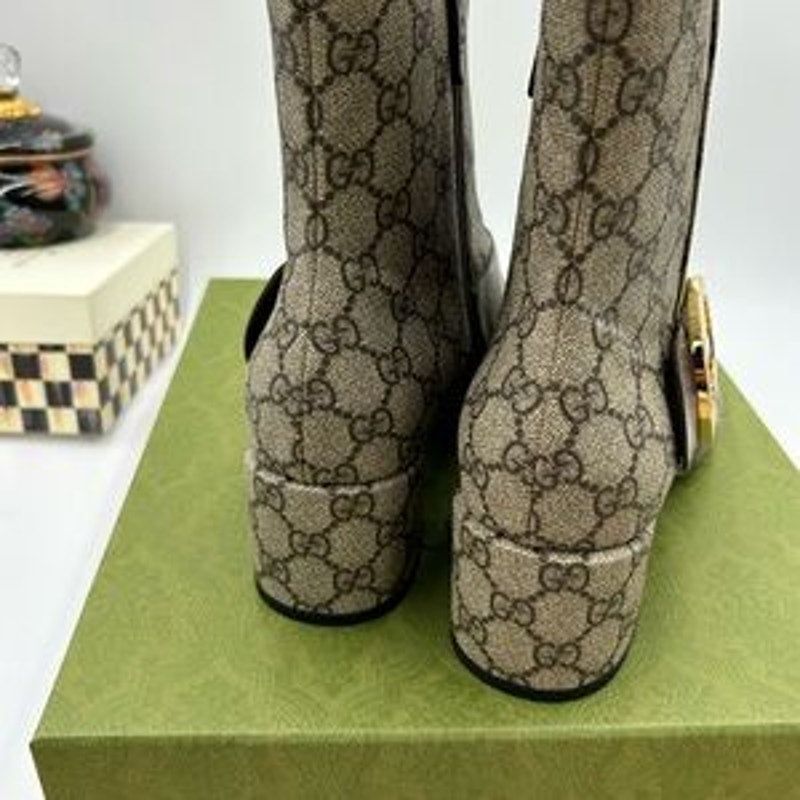 Women's Gucci, Blondie GG supreme ankle boots with block heel size 42 Italy