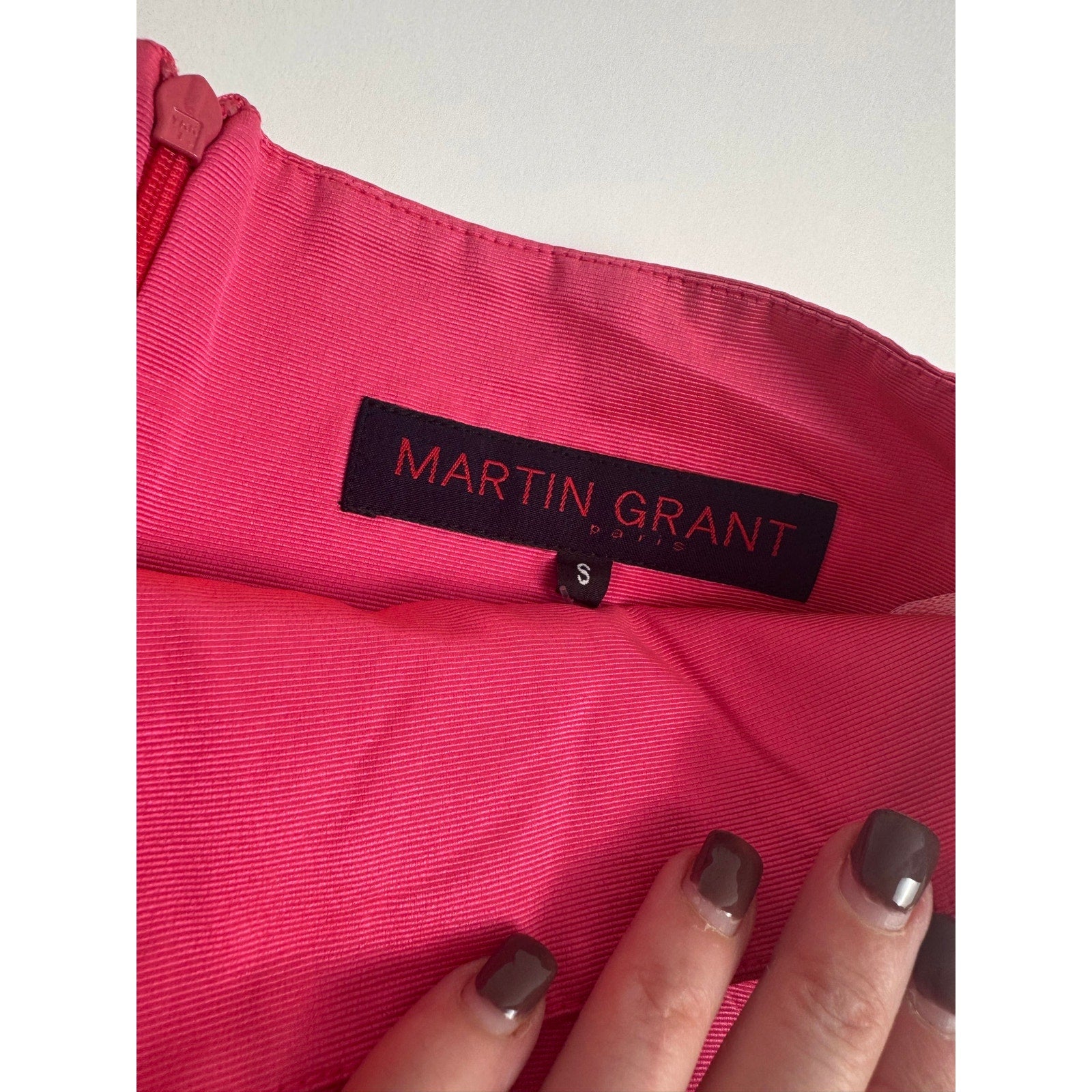 Martin Grant Paris NWT Structured A-Line Skirt – Hot Pink Silk Blend – Size S