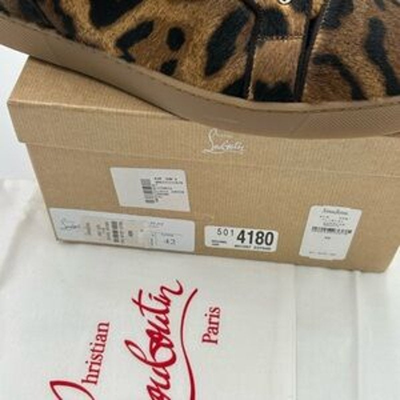 Men's Christian Louboutin leopard affect low top sneakers size 42 made in Italy