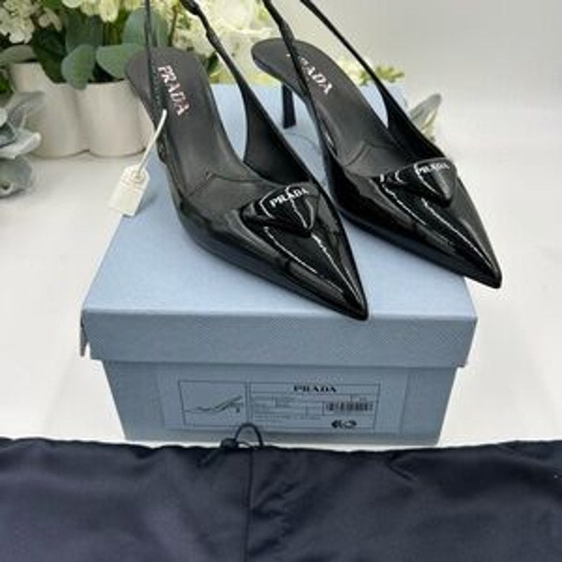 Women's Prada patent leather sling back pumps size 39 made in Italy