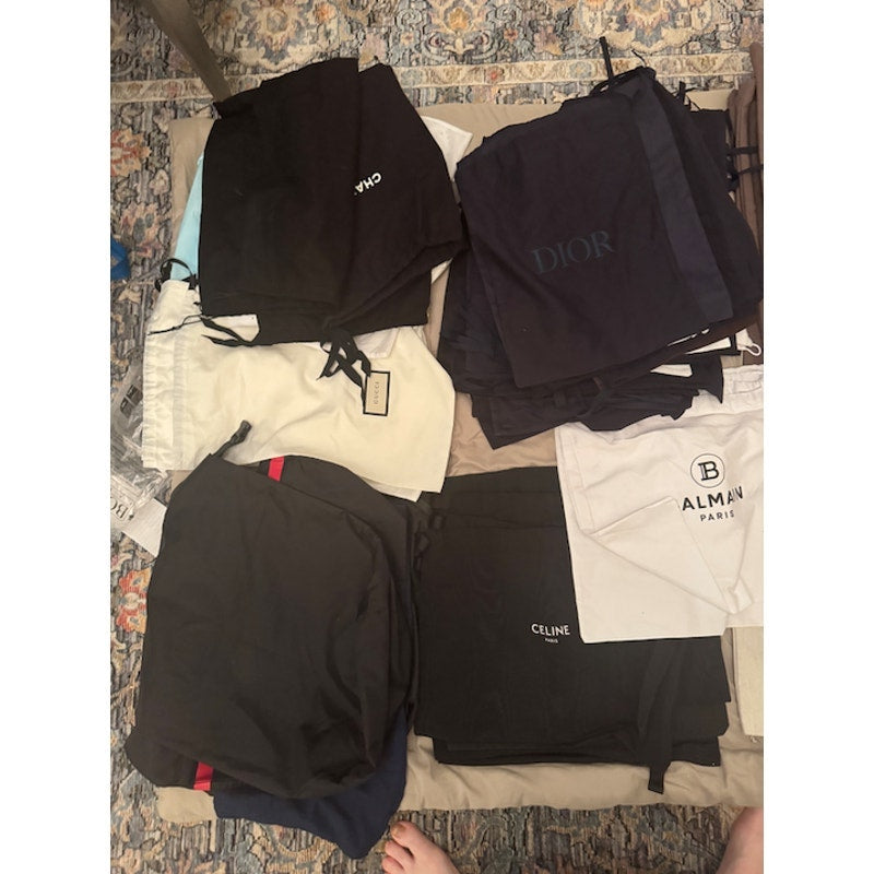 Luxury Designer Dust Bag Lot LV Dior Chanel Gucci Prada YSL Celine Hermes 196 Pc
