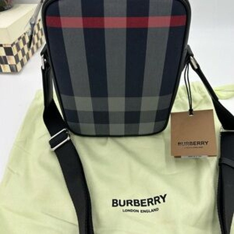 Men's Burberry, paddy check messenger bag adjustable strap made in Italy