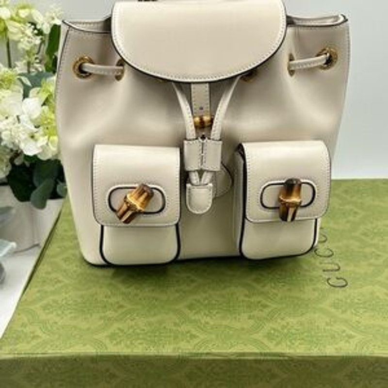 Gucci Leather bamboo backpack made in Italy NWT