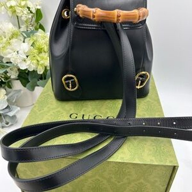 Gucci leather bamboo backpack made in Italy NWT