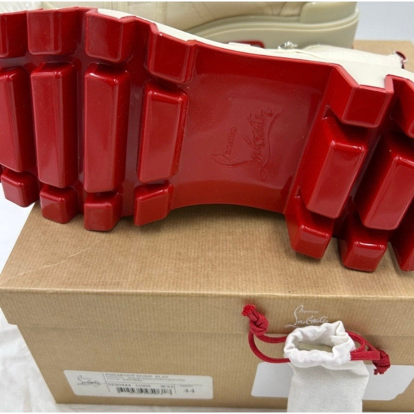 Men's Christian Louboutin panaroot Dune combat boots coated canvas/leather 44