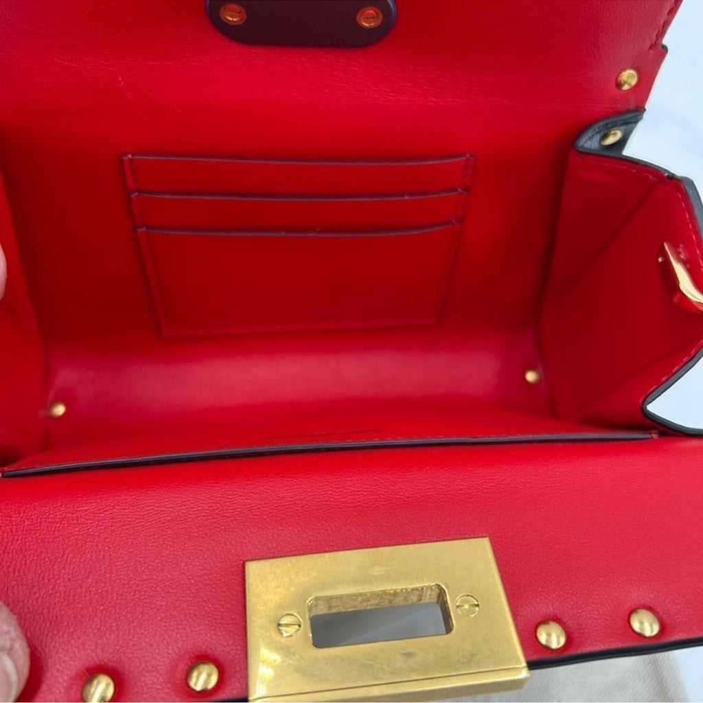 Women's Valentino Garavani gold Rockstud, leather shoulder bag made in Italy