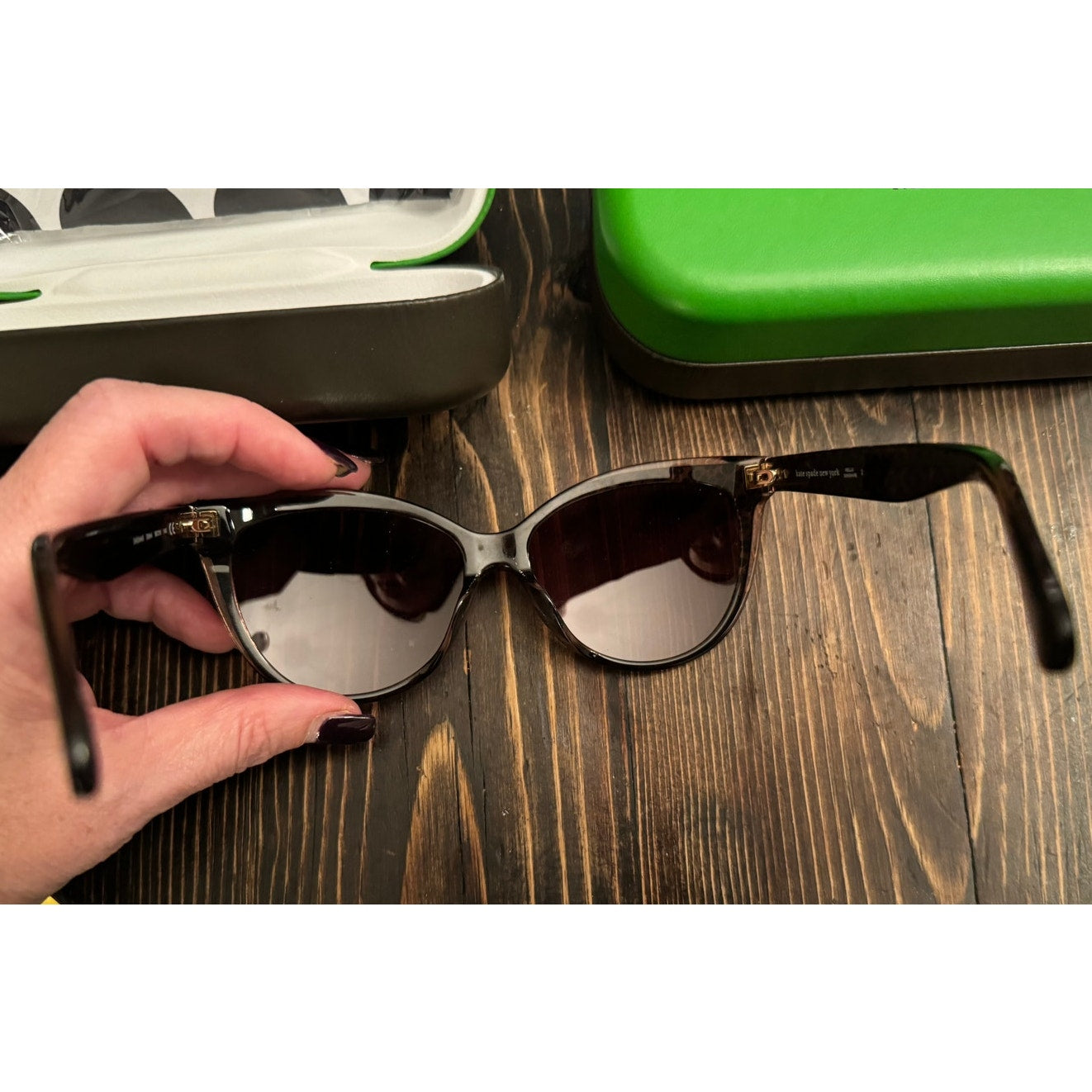 Kate Spade NWOT Brown Pattern 56mm Daesha Cat Eye Sunglasses