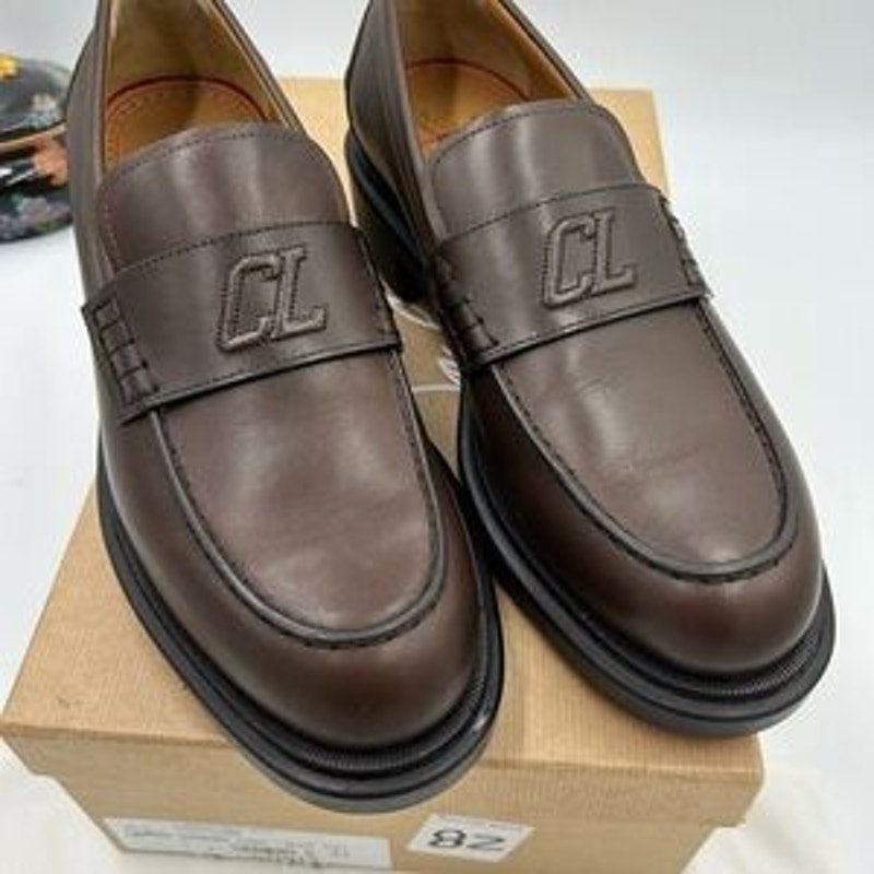 Men's Christian Louboutin Urbino moc Leather logo loafers size 41 made in Italy