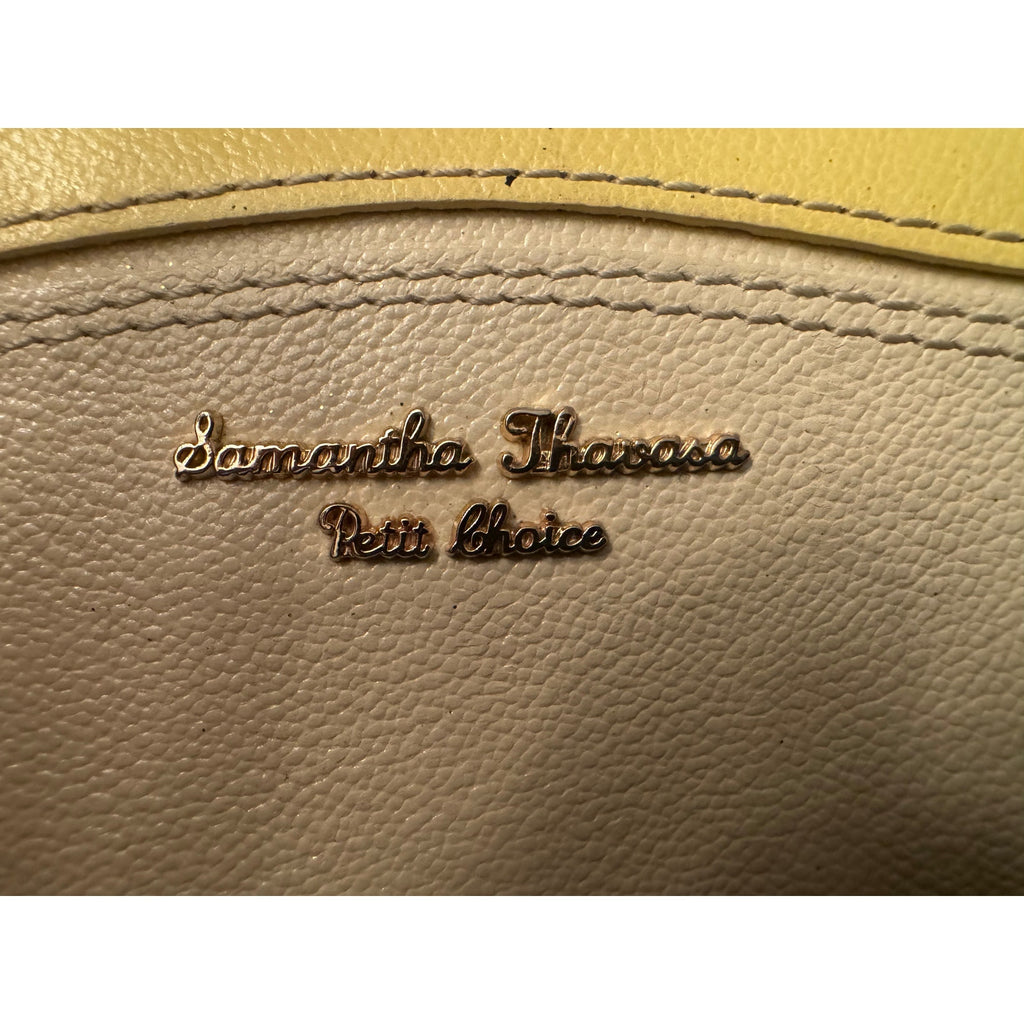 Samantha Thavasa Petit Choice Yellow Cream Rhinestone & Pearl Zipper Long Wallet