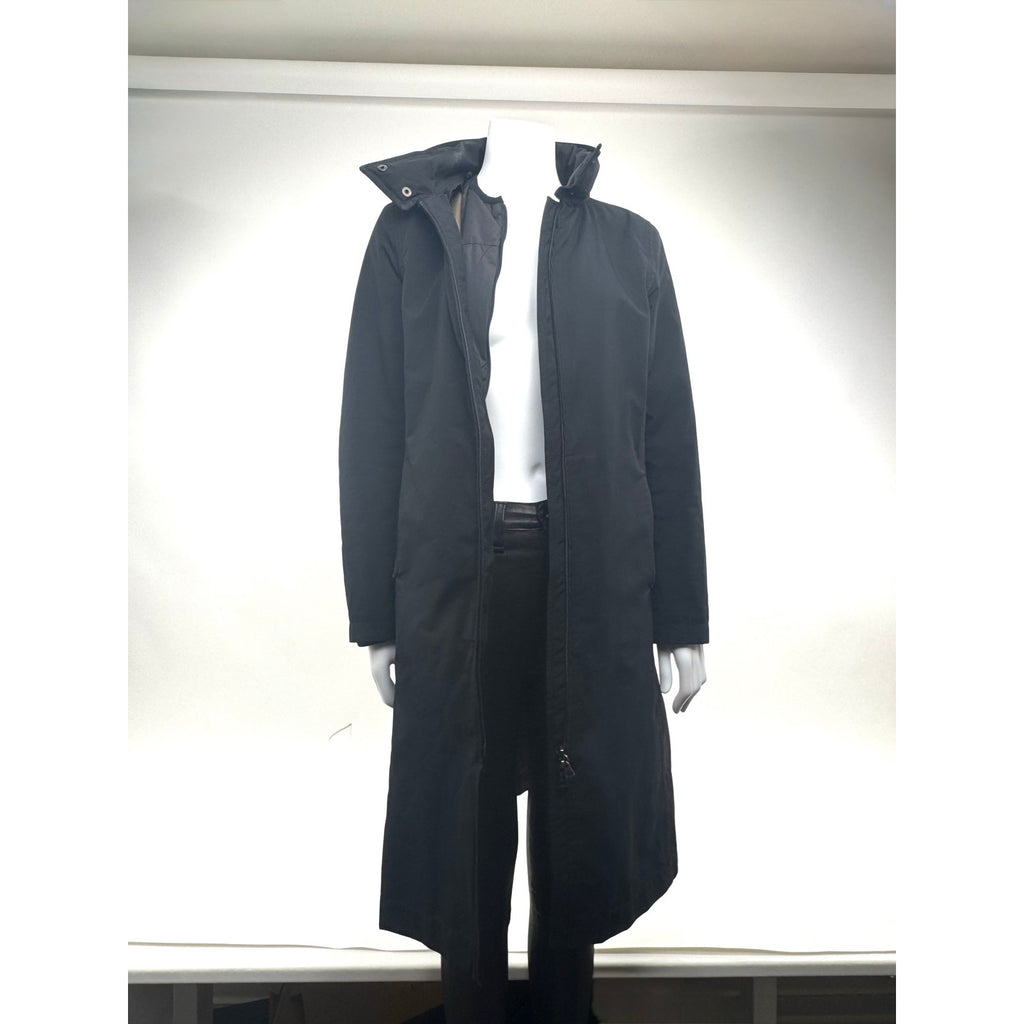 Prada Women’s Black Full Zip Stand Collar Jacket Long Coat – Size 42