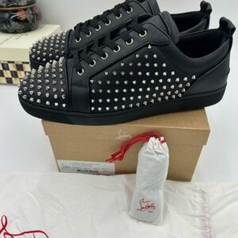 Men's Christian Louboutin, Louis Jr Spike flat sneakers size 47 made in Italy