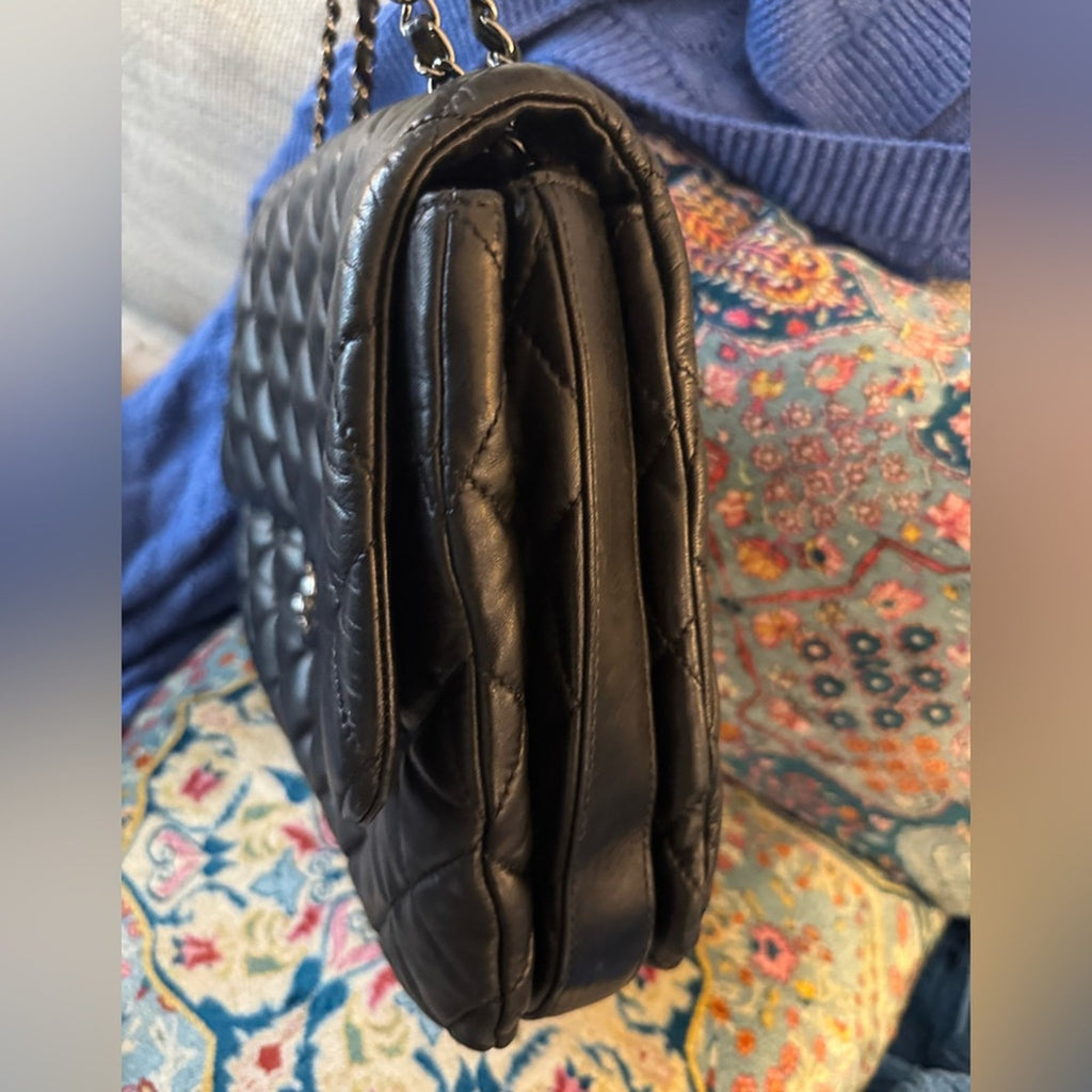 Chanel Special 3 slot flap Black Quilted wSilver Hardware employees only edition