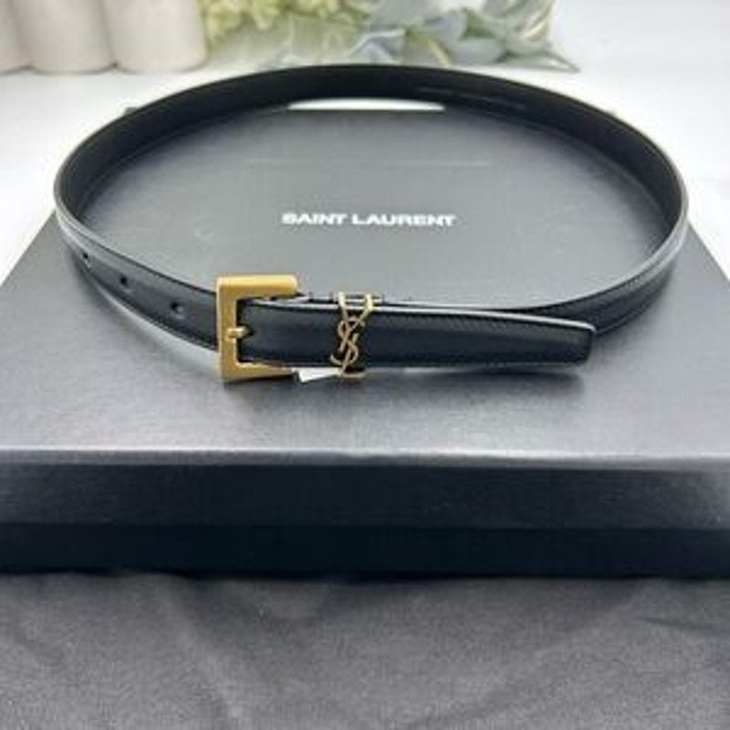 Women's Saint Laurent calfskin YSL logo leather belt size 70 cm/28 inches