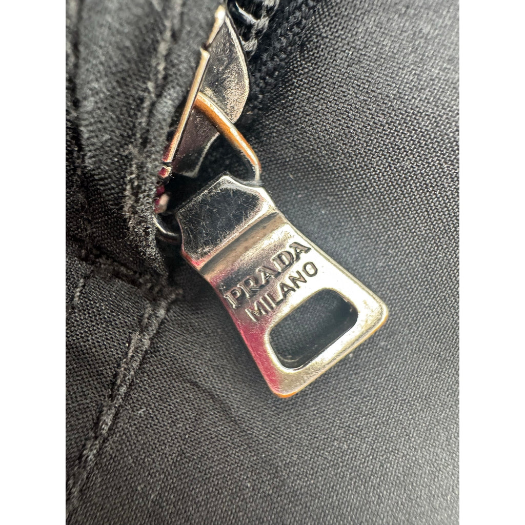 Prada Women’s Black Full Zip Stand Collar Jacket Long Coat – Size 42