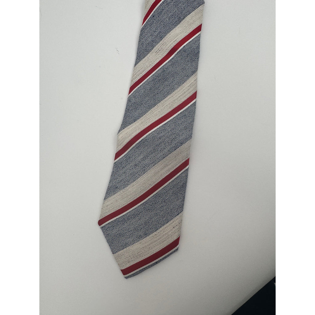 Mattabisch Napoli Striped Multicolor Silk Linen Blend Tie Made in Italy