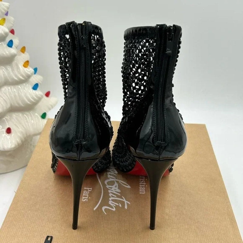 Women's Christian Louboutin, Kate Max 100 crystal embellished mesh/patent 40