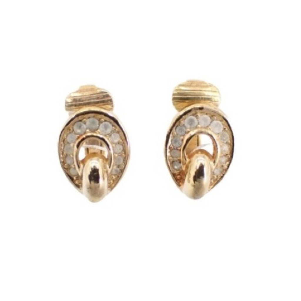 Christian Dior Vintage Gold plated clip earrings 
With rhinestone embellishment