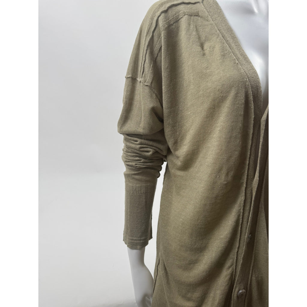 Dolce & Gabbana D&G Beige Tan 100% Linen Button Front Cardigan Size 52
