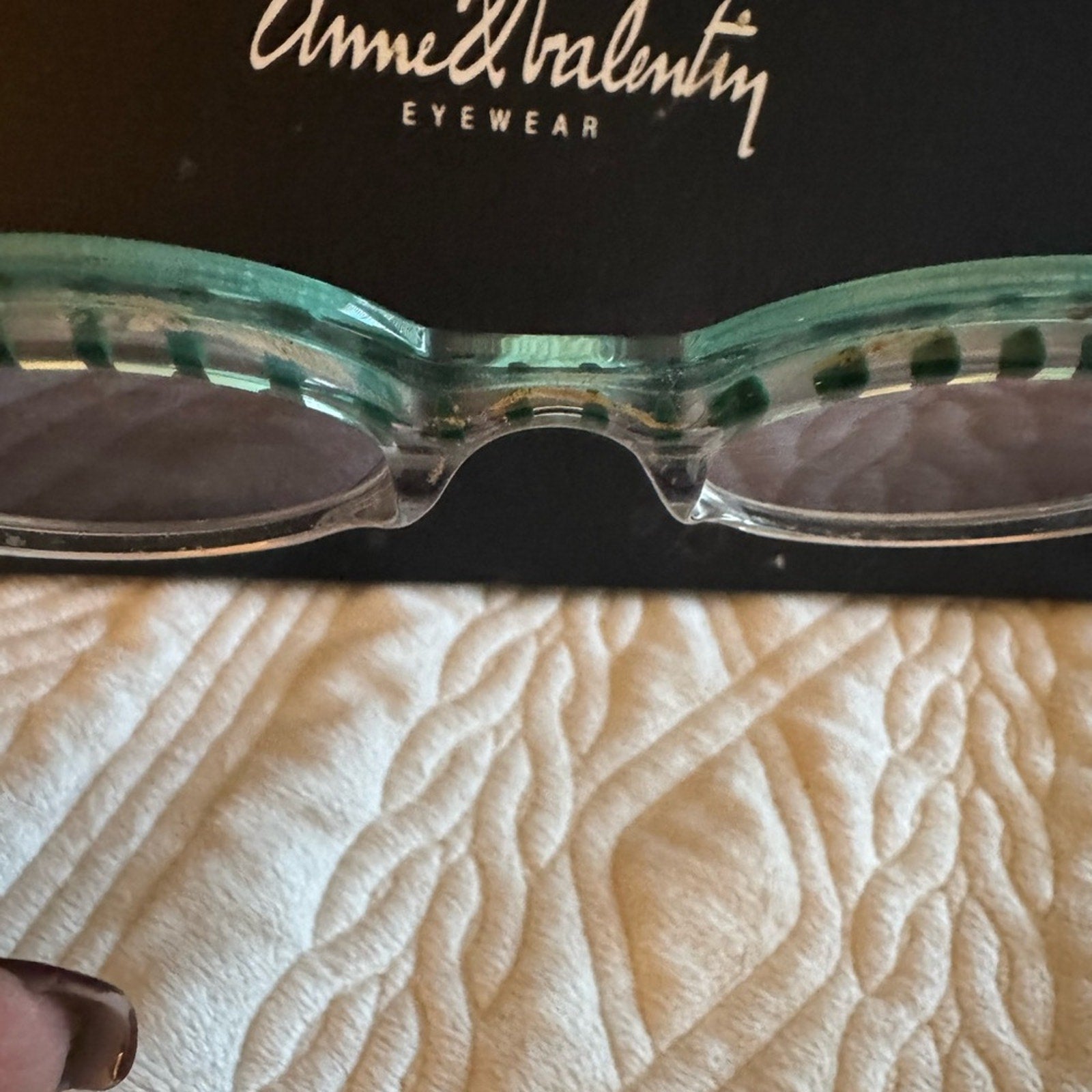 Anne & Valentin Green / Black and clear striped uniques handmade frames EYE ART