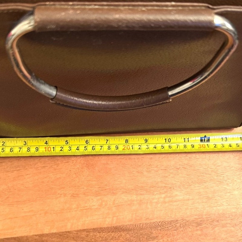 Gucci Tom Ford Brown Leather Silver circular top handle, 2 pocket snap top tote