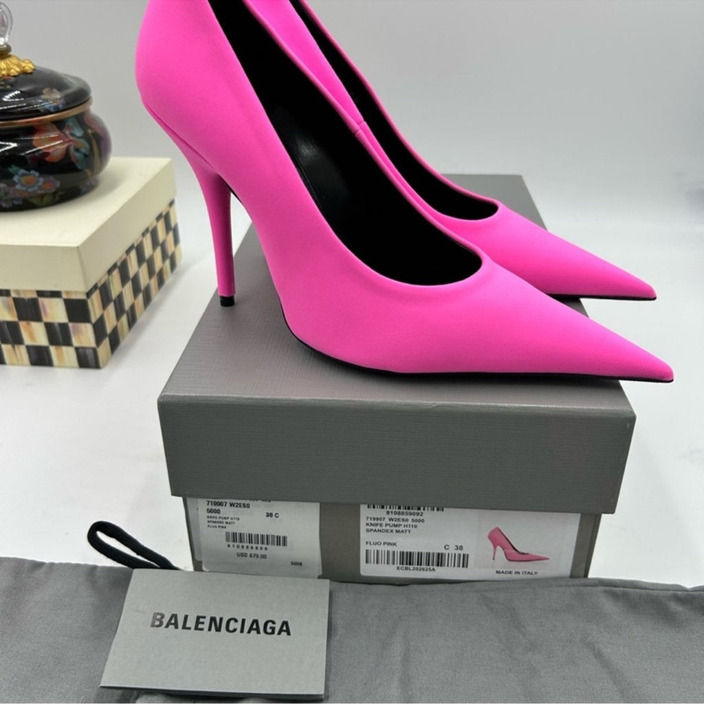 Women's Balenciaga Knife Pump /Spandex Matt/Flour Pink/size 38 made in Italy