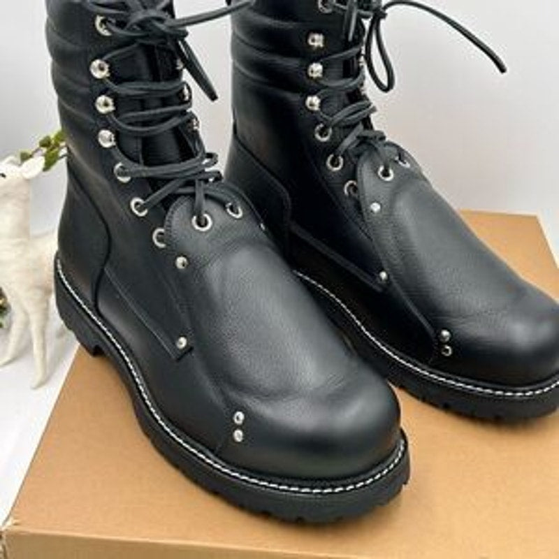 Men’s Burberry, leather lace guard ankle boots size 45 made in Italy