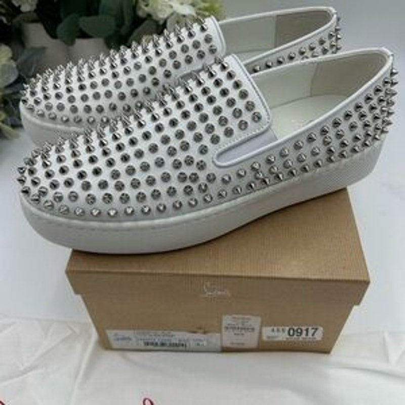 Men's Christian Louboutin spike boat slip on sneaker size 43 made in Italy