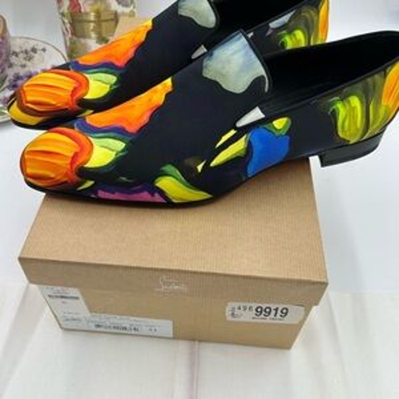 Men's Christian Louboutin dandy chick satin loafer size 44 made in Italy