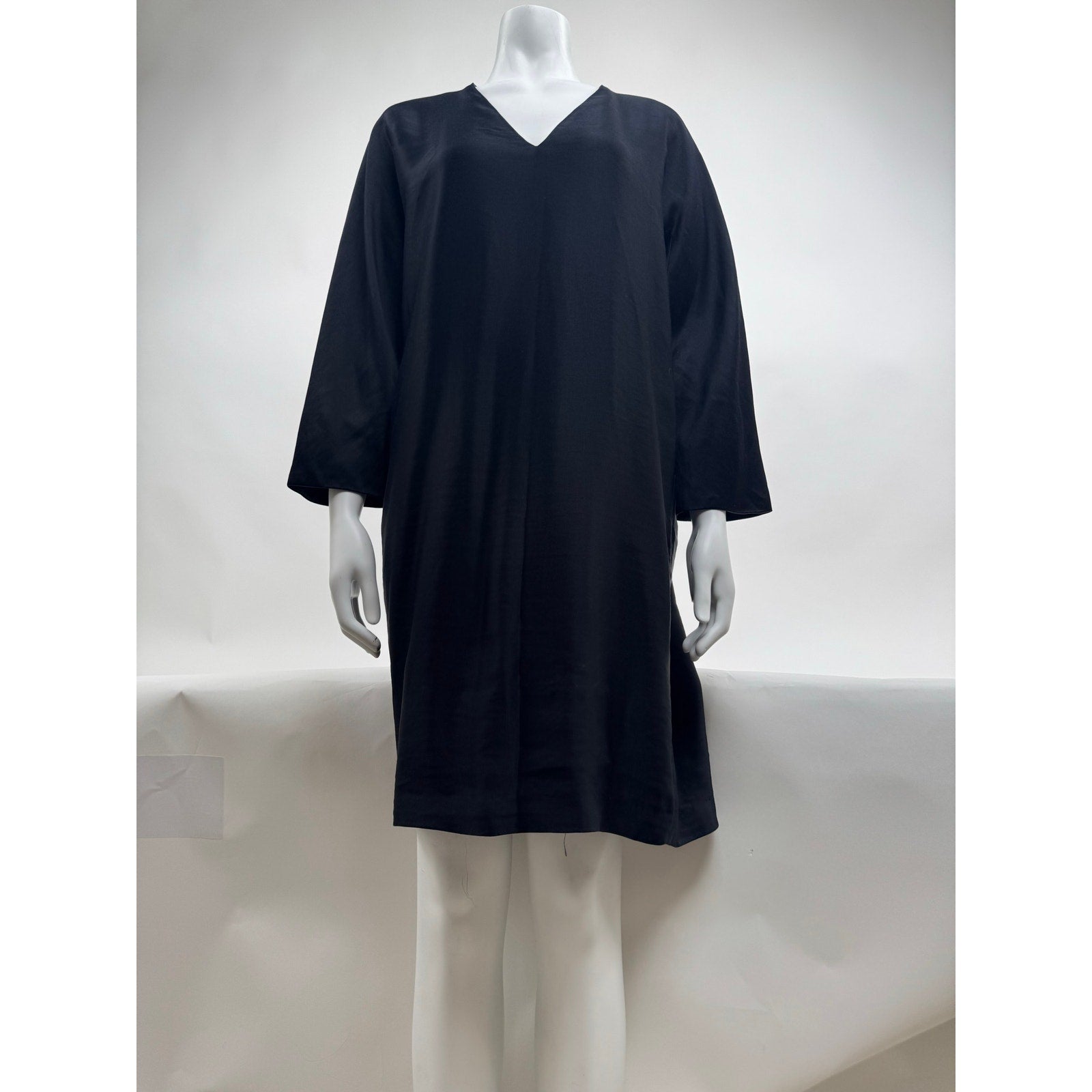 The Row Women's Black V-Neck Long Sleeve Sheath Dress Size M