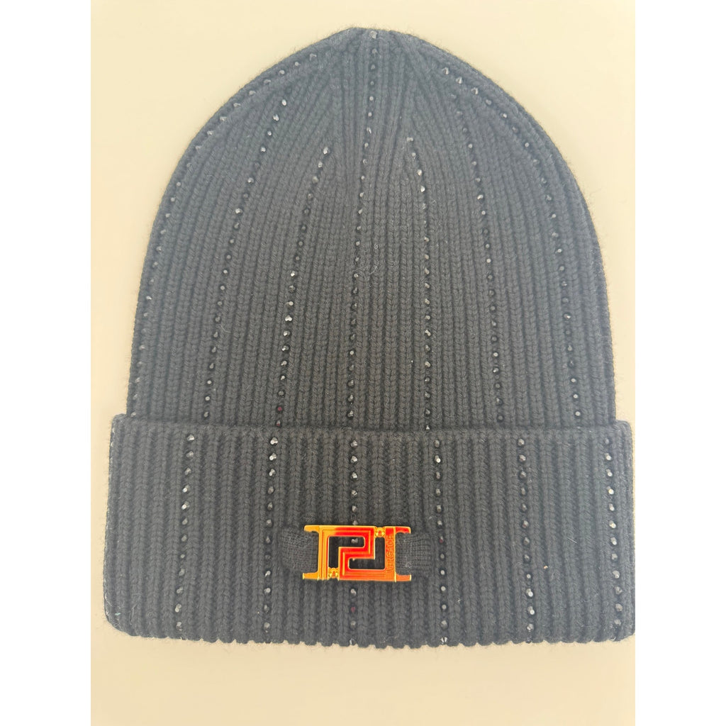 Men's Versace x Swarovski Crystal Black Knit Beanie – Retail $1,200