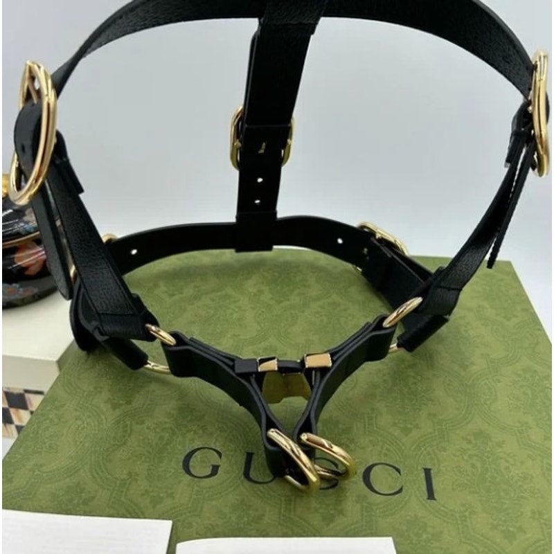 Gucci demetra , extra large leather dog harness made in Italy