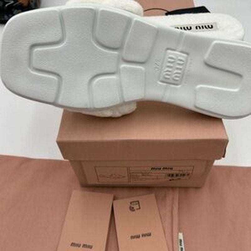 Women's Miu Miu Terry cloth slide sandals size 37.5 made in Italy