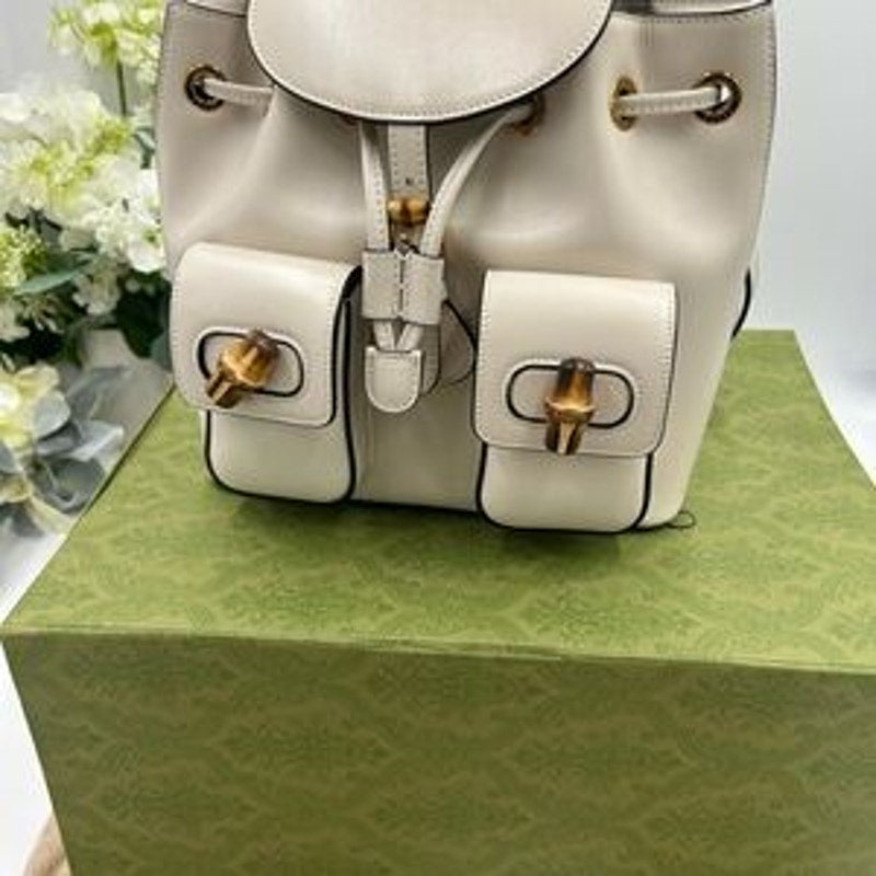 Gucci Leather bamboo backpack made in Italy NWT