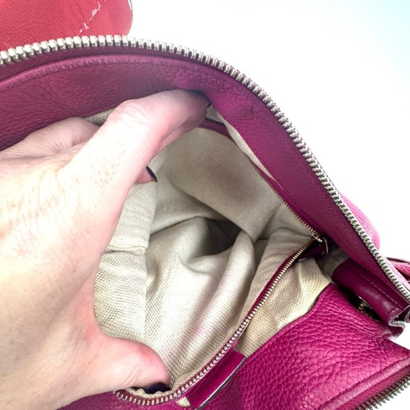 GUCCI Fuchsia Leather Soho w/tassel.Long strap and short strap/ 3 way bag.