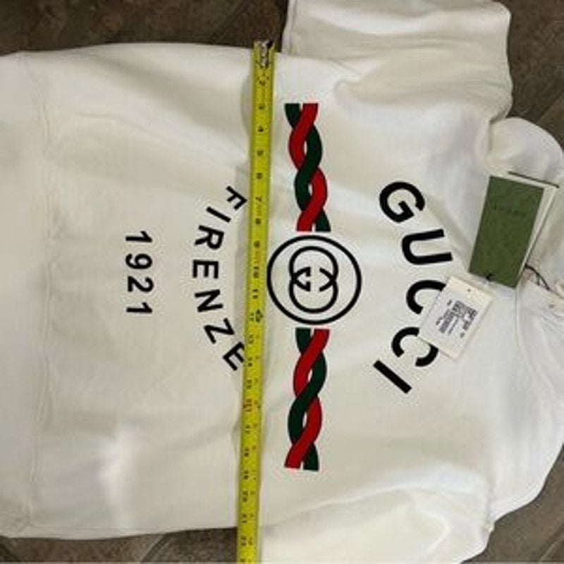 Men's Gucci FIRENZE 1921 cotton hoodie interlocking G/web stripe small/medium